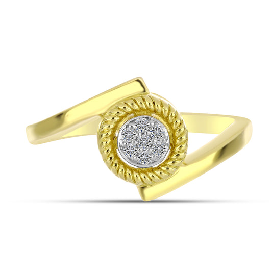 Anillo de Plata Bañada en Oro con Diamante blanco