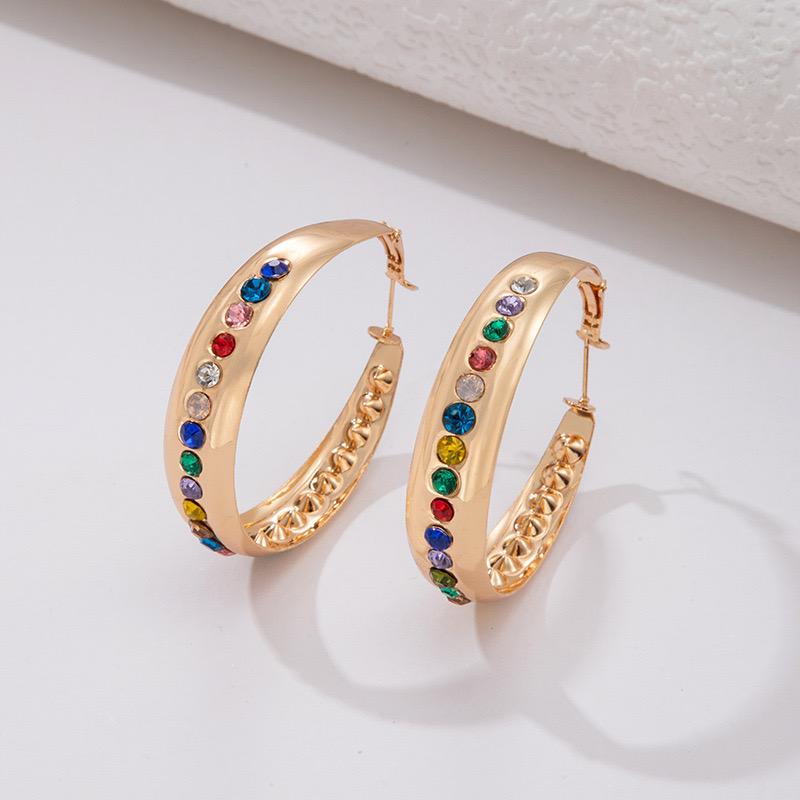 Pendientes de Aleación Bañado en Oro con Cristal Emporia® Rojo y Cristal Emporia® Azul