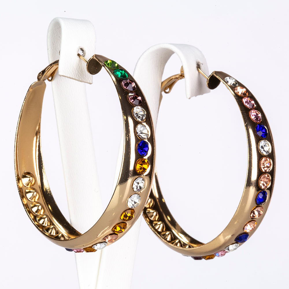 Pendientes de Aleación Bañado en Oro con Cristal Emporia® Rojo y Cristal Emporia® Azul