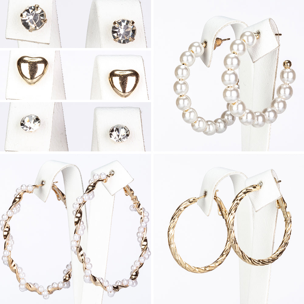 Conjunto de Aleación Bañado en Oro con Perla de cristal y Cristal Emporia® Blanco ( Pendientes )