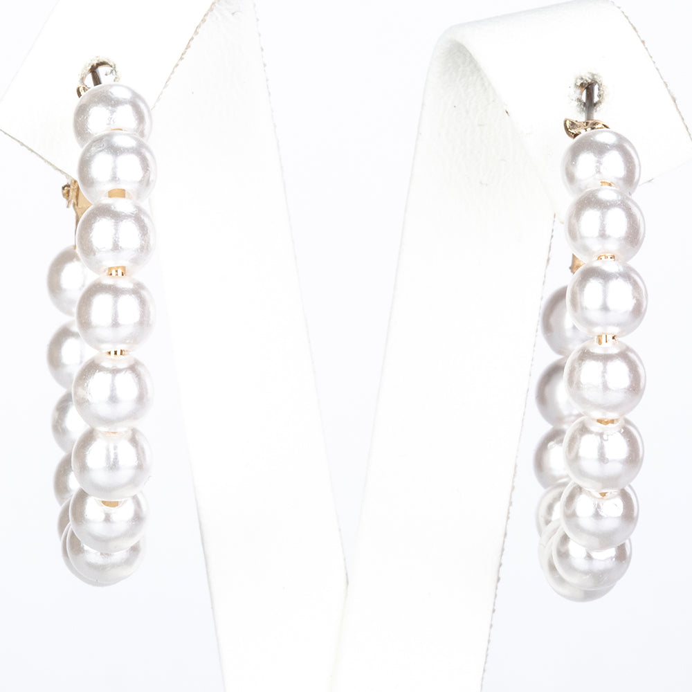 Conjunto de Aleación Bañado en Oro con Perla y Cristal Emporia® Blanco ( Pendientes )