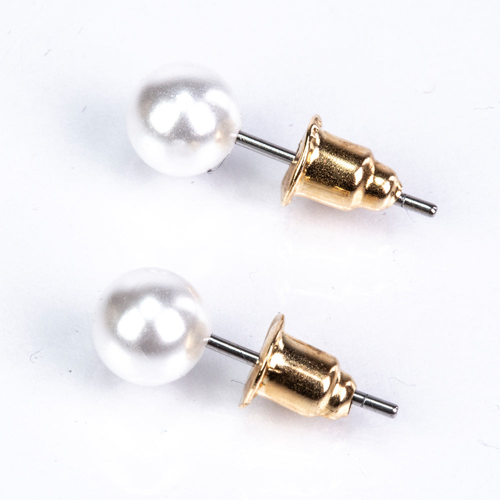 Conjunto de Aleación Bañado en Oro con Perla y Cristal Emporia® Blanco ( Pendientes )