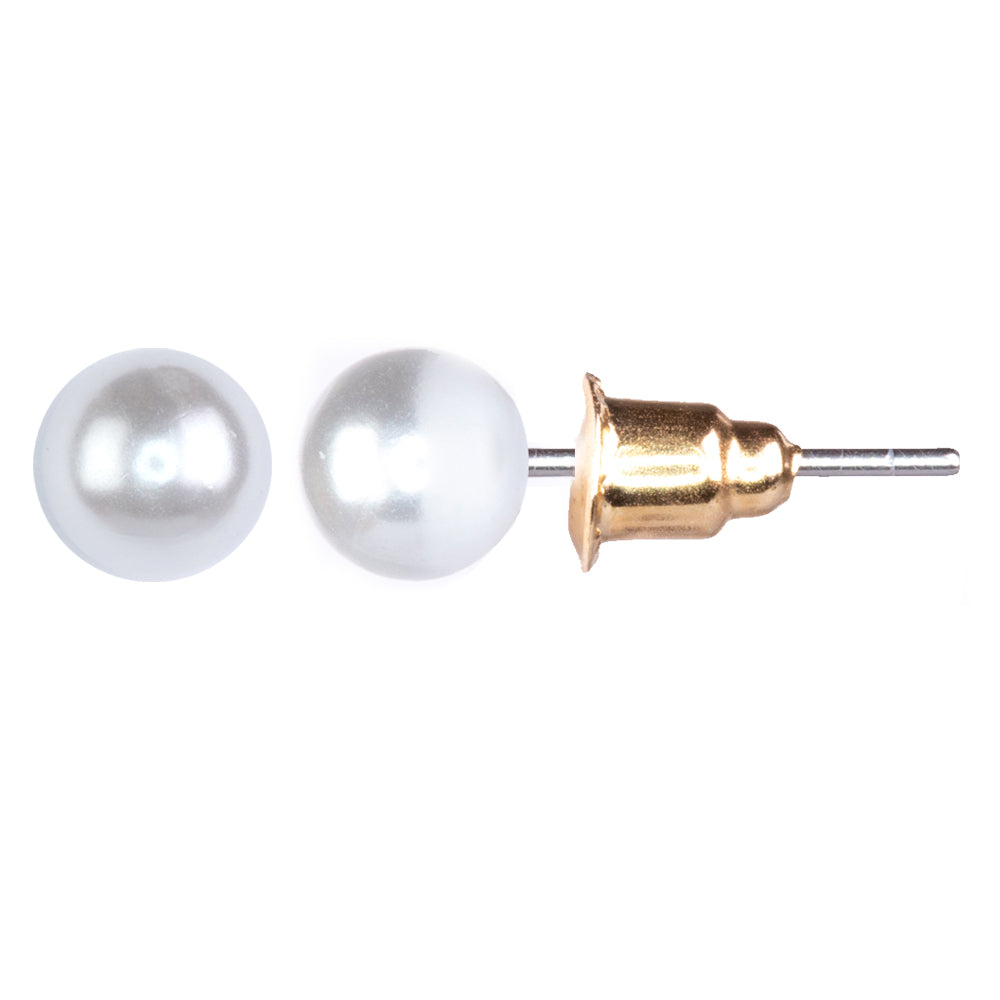 Conjunto de Aleación Bañado en Oro con Perla y Cristal Emporia® Blanco ( Pendientes )