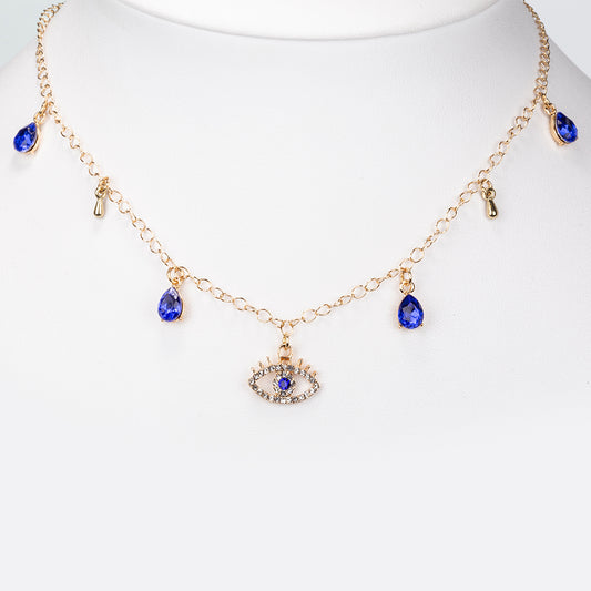 Collar de Aleación Bañado en Oro con Cristal Emporia® Azul