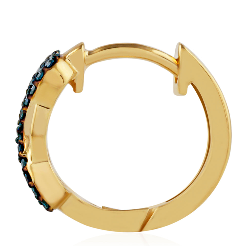 Pendientes de Plata Bañada en Oro con Diamante Azul