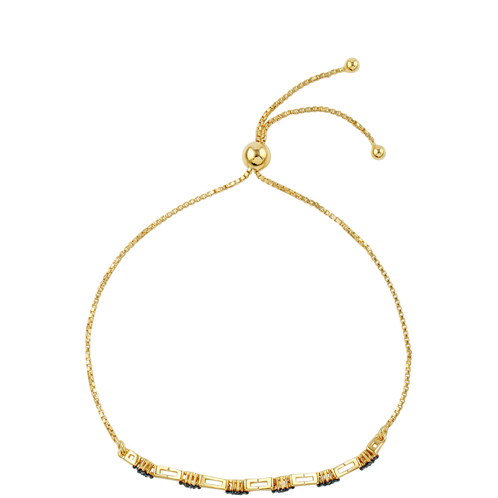 Pulsera de Plata Bañada en Oro con Diamante Azul