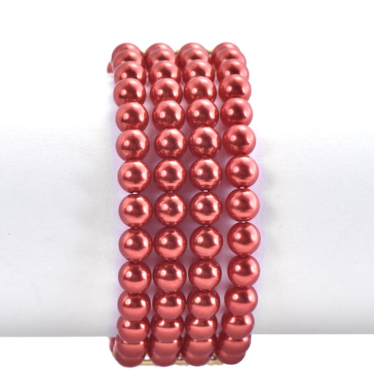 Pulsera de Plata Bañada en Oro con Perla roja de río