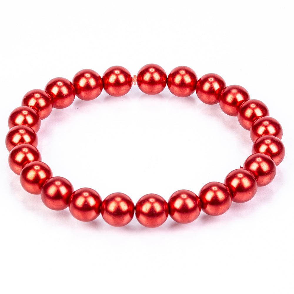 Conjunto de Plata Bañada en Oro con Perla roja de río ( Collar +Pendientes +Pulsera )