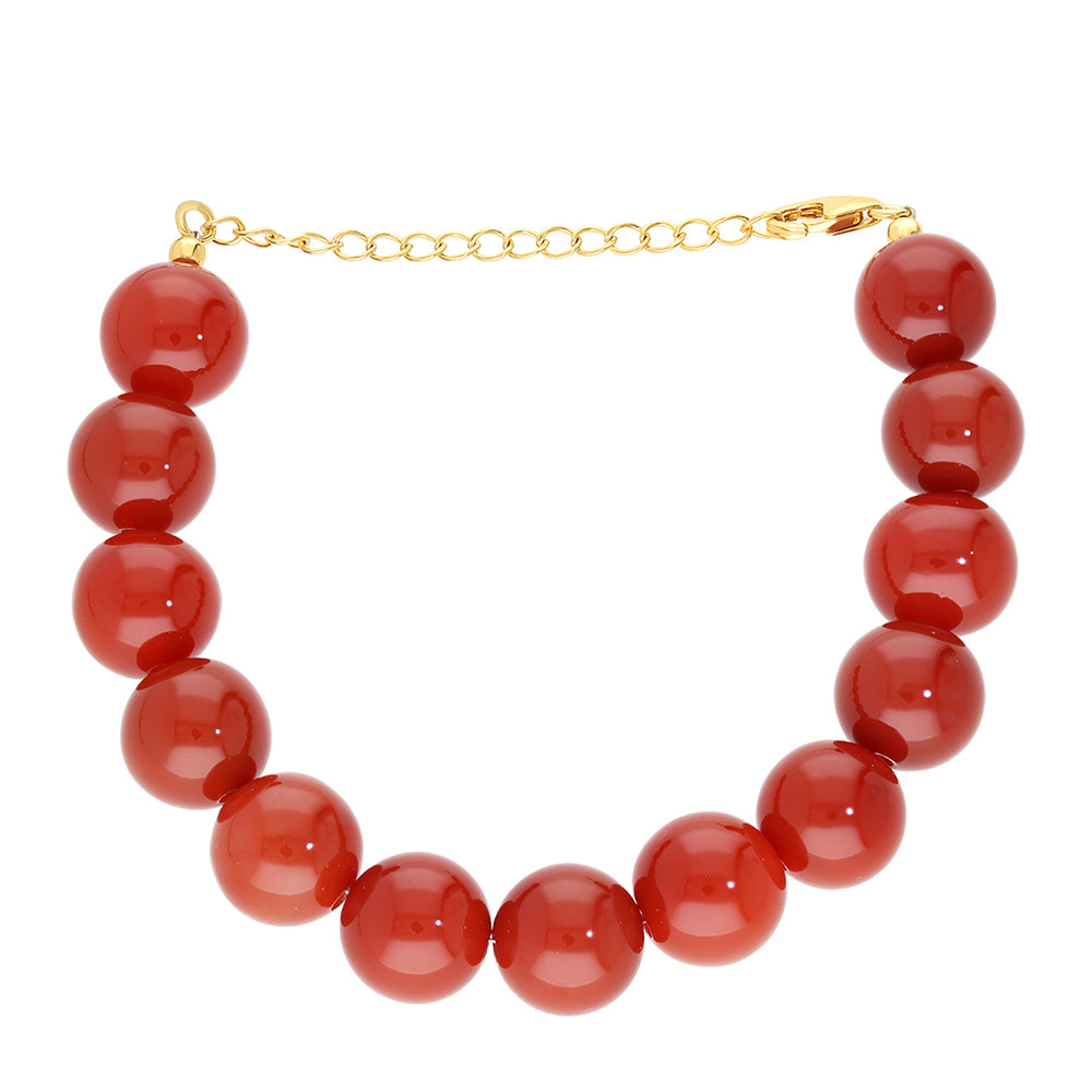 Pulsera de Plata Bañada en Oro con Ónice rojo