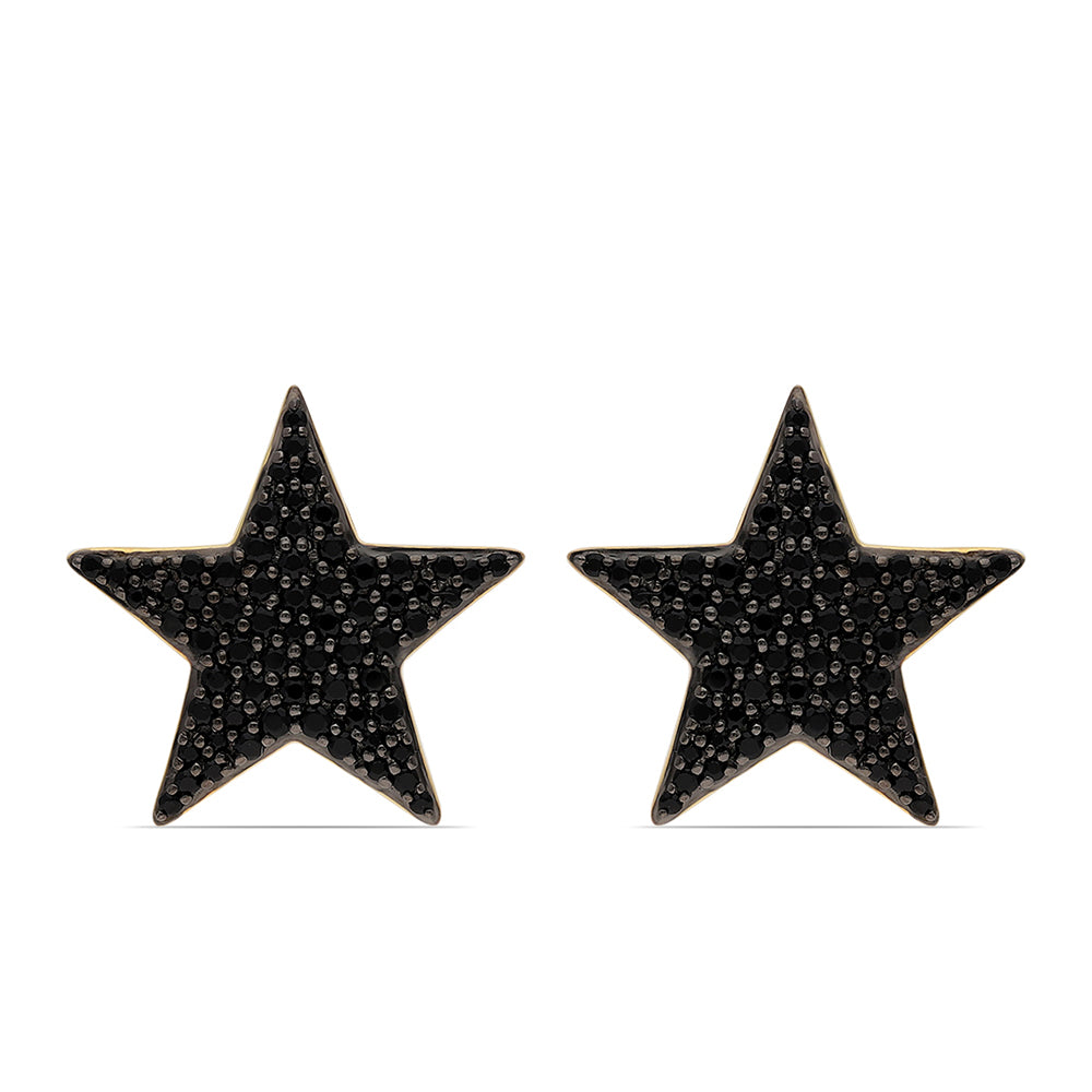 Pendientes de Plata Bañada en Oro con Espinela Negra 2