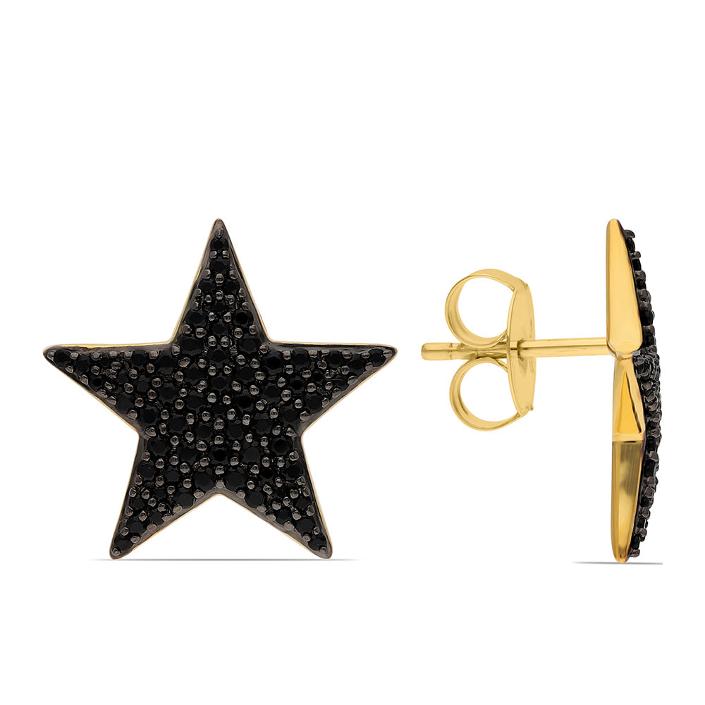 Pendientes de Plata Bañada en Oro con Espinela Negra 1