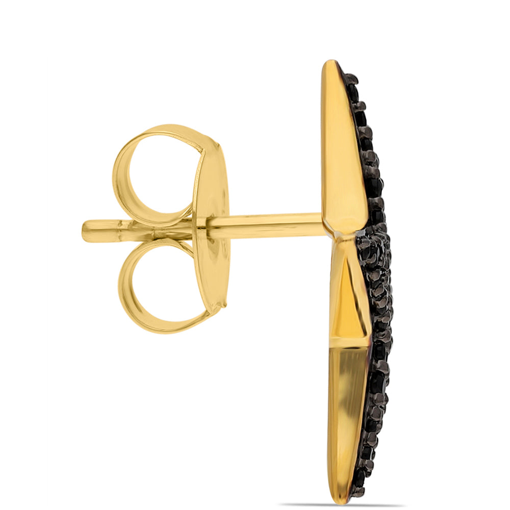 Pendientes de Plata Bañada en Oro con Espinela Negra 3