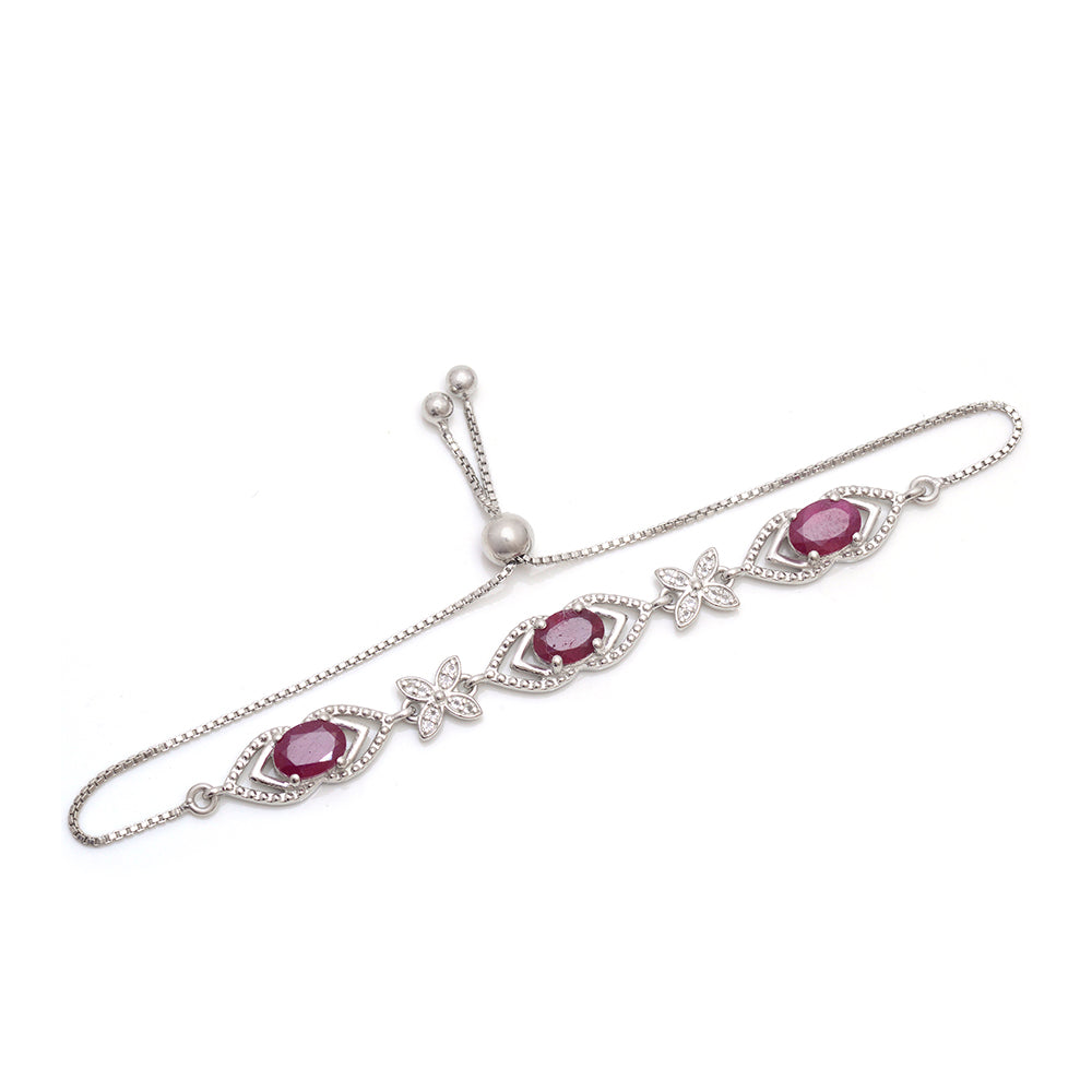 Pulsera de Plata con Rubí de Madagascar y Topacio Blanco