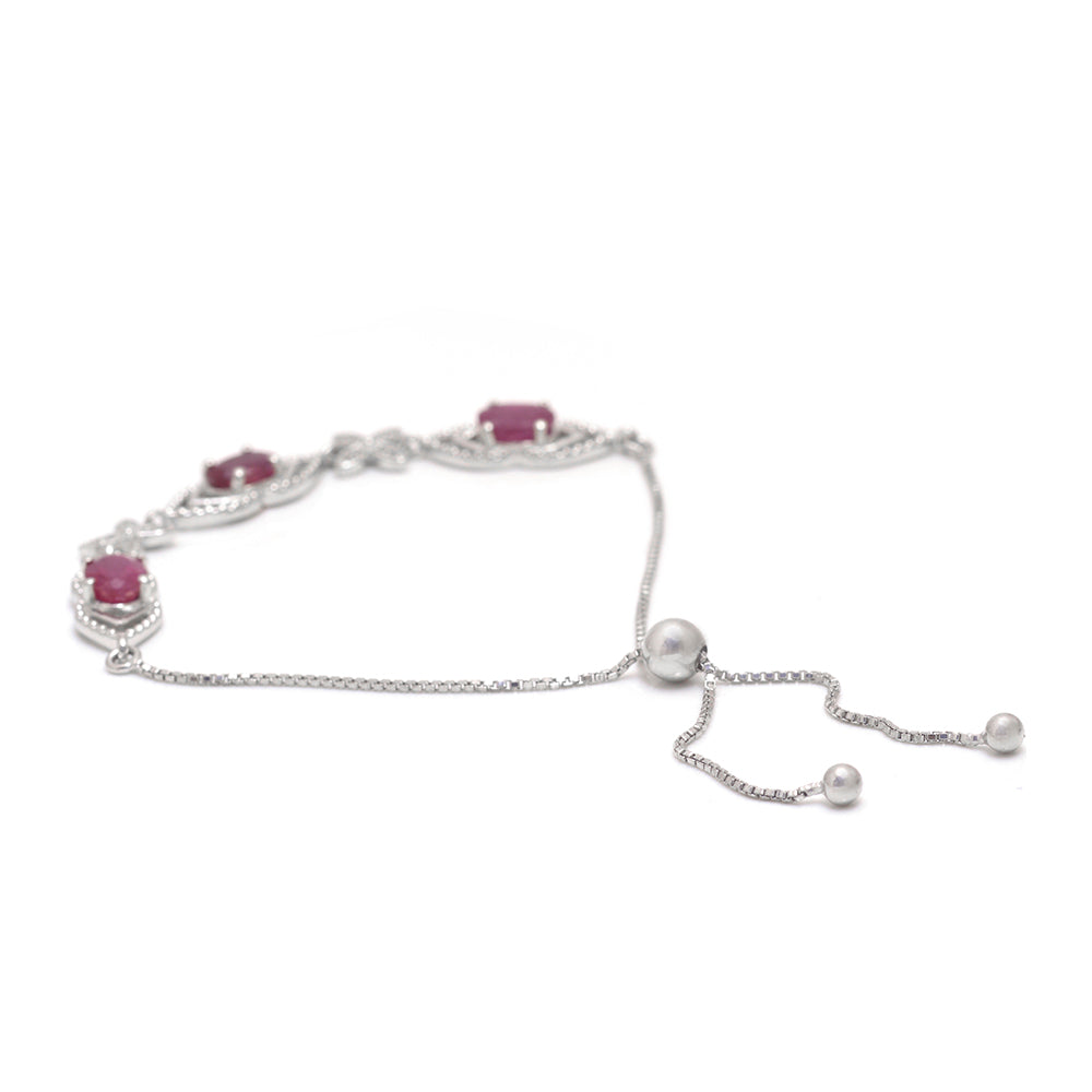 Pulsera de Plata con Rubí de Madagascar y Topacio Blanco