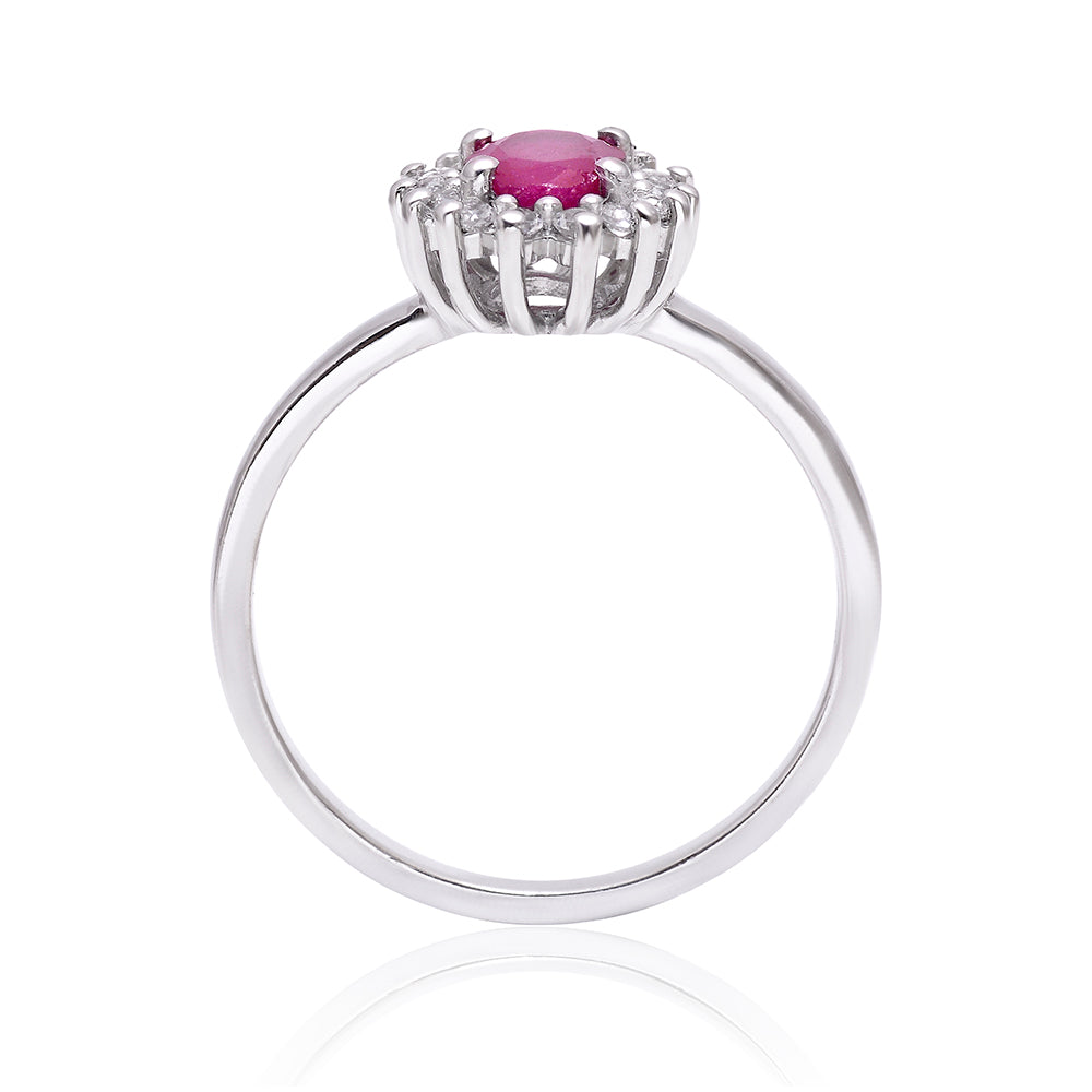 Anillo de Plata con Rubí de Madagascar y Topacio Blanco
