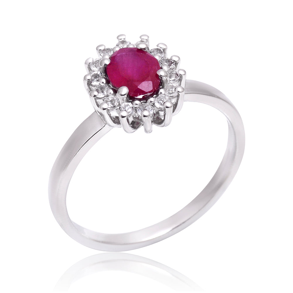 Anillo de Plata con Rubí de Madagascar y Topacio Blanco