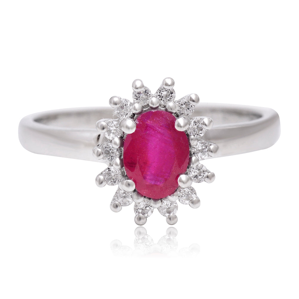 Anillo de Plata con Rubí de Madagascar y Topacio Blanco