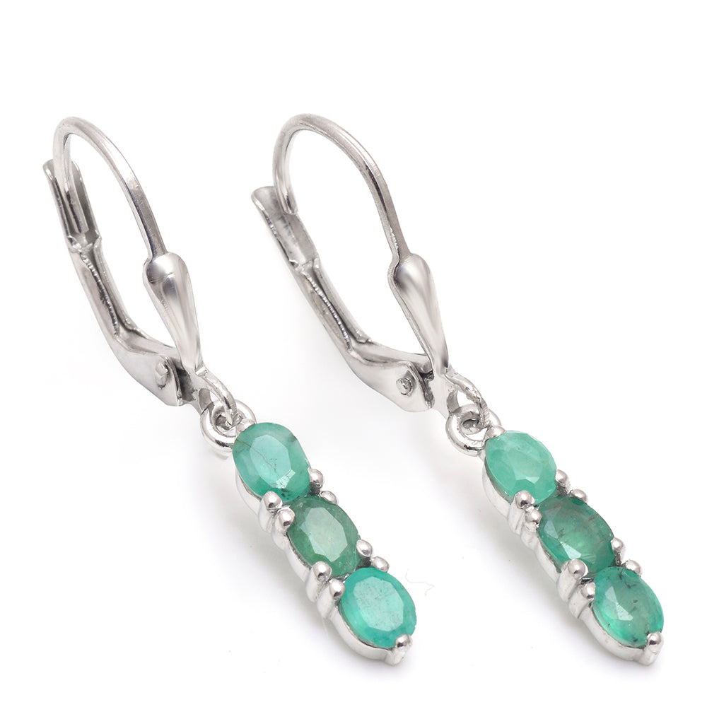 Pendientes de Plata con Esmeralda de Brasil