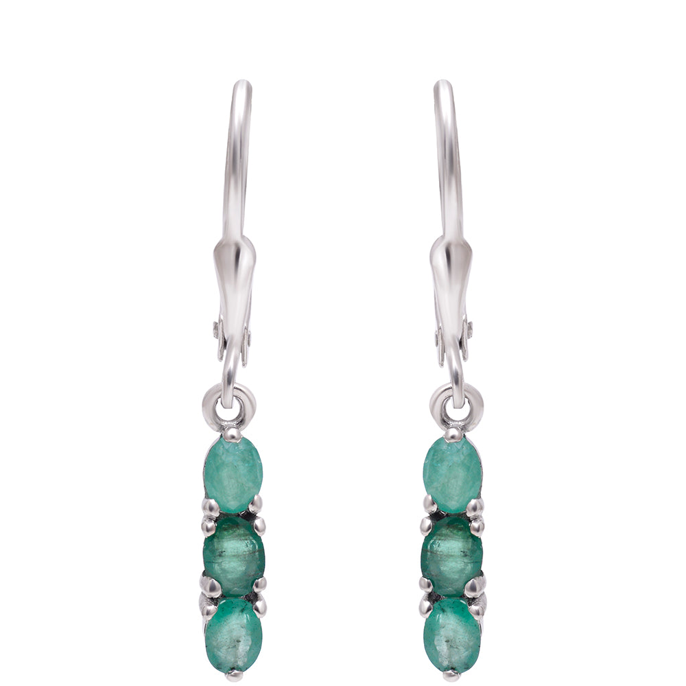 Pendientes de Plata con Esmeralda de Brasil