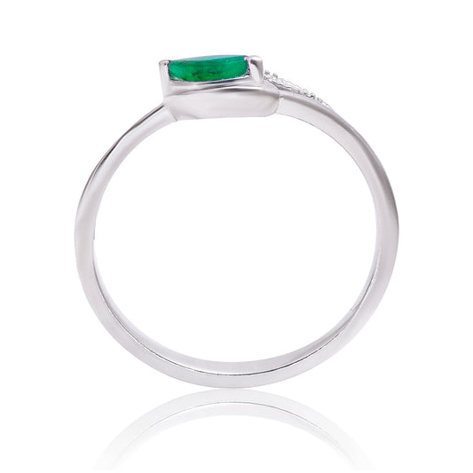 Anillo de Plata con Esmeralda de Brasil y Topacio Blanco