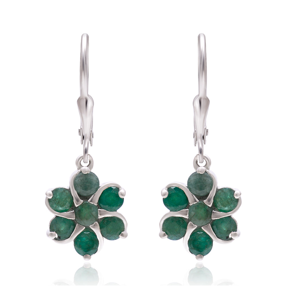Pendientes de Plata con Esmeralda de Brasil