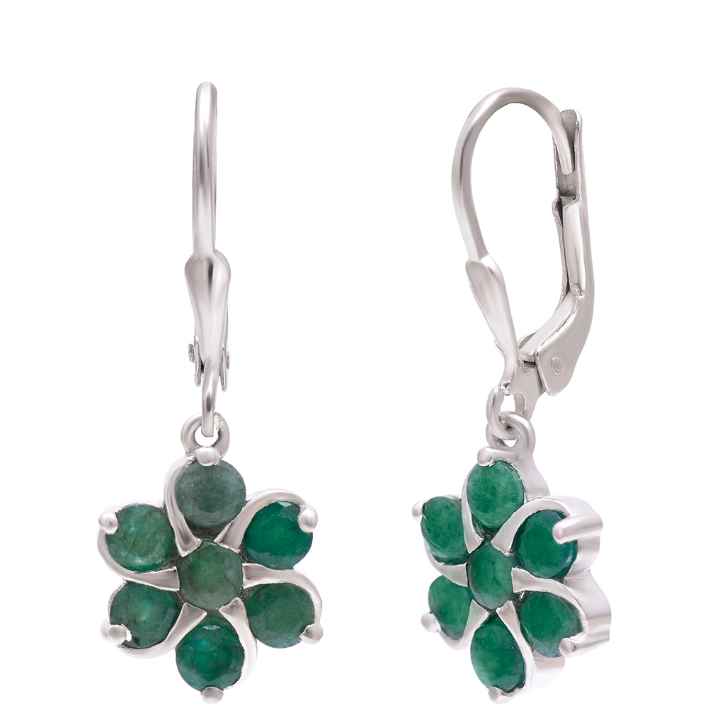 Pendientes de Plata con Esmeralda de Brasil