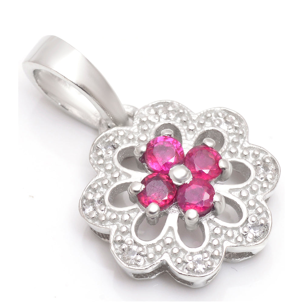 Colgante de Plata con Rubí de Madagascar y Topacio Blanco