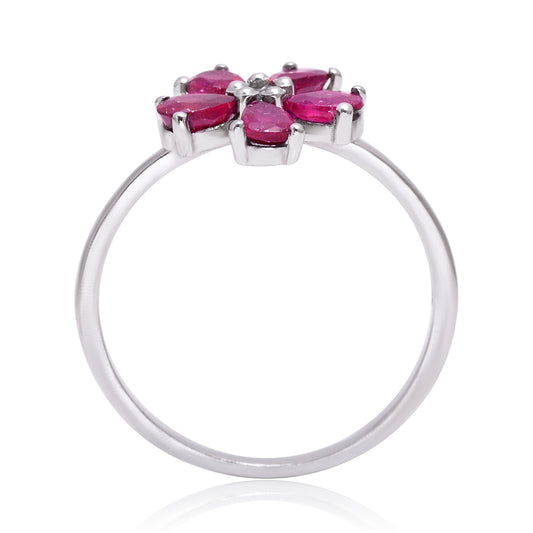 Anillo de Plata con Rubí de Madagascar y Topacio Blanco