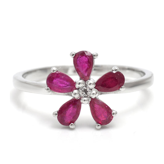 Anillo de Plata con Rubí de Madagascar y Topacio Blanco