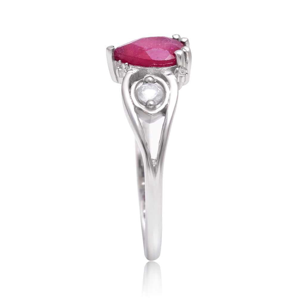 Anillo de Plata con Rubí de Madagascar y Topacio Blanco
