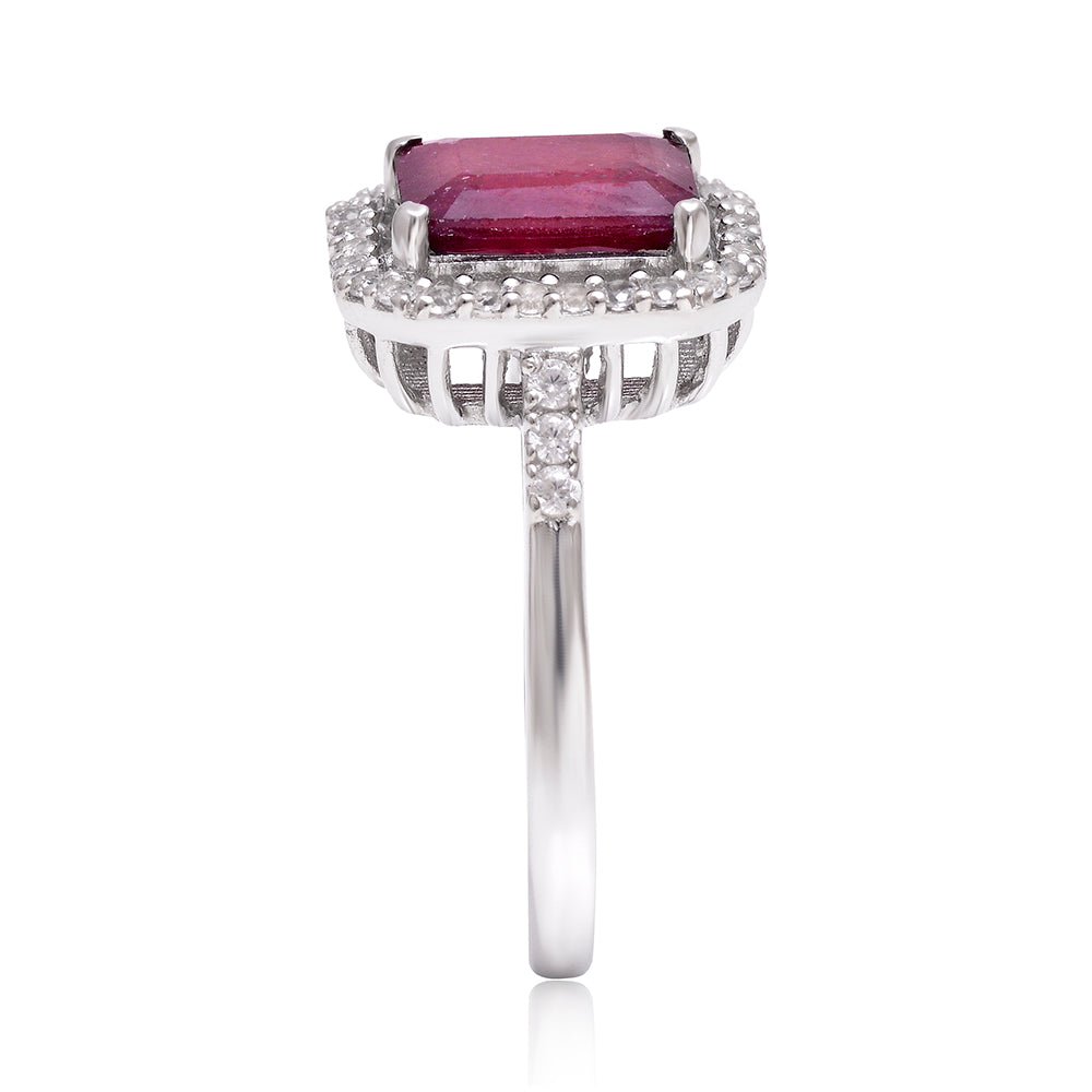 Anillo de Plata con Rubí de Madagascar y Topacio Blanco