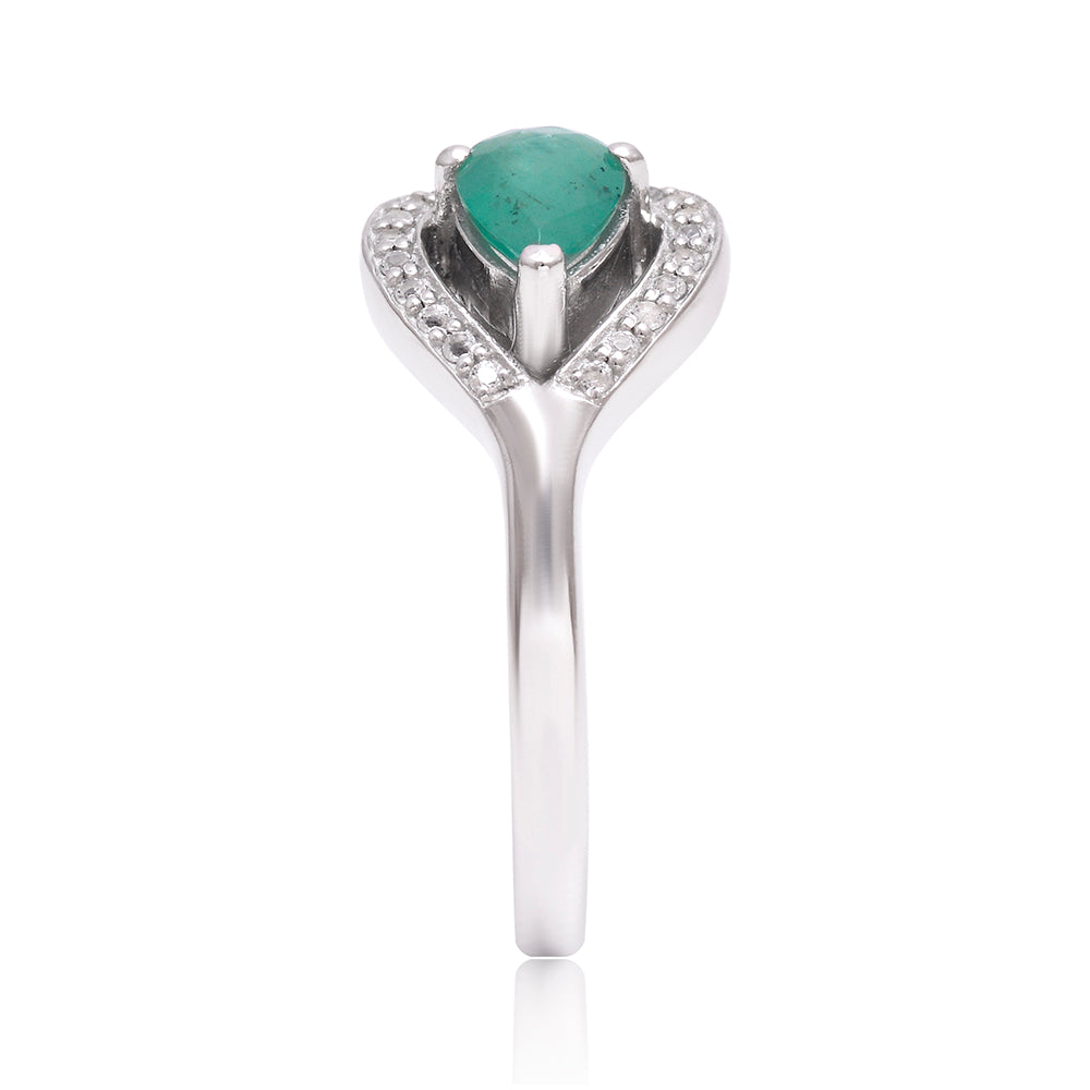 Anillo de Plata con Esmeralda de Brasil y Topacio Blanco