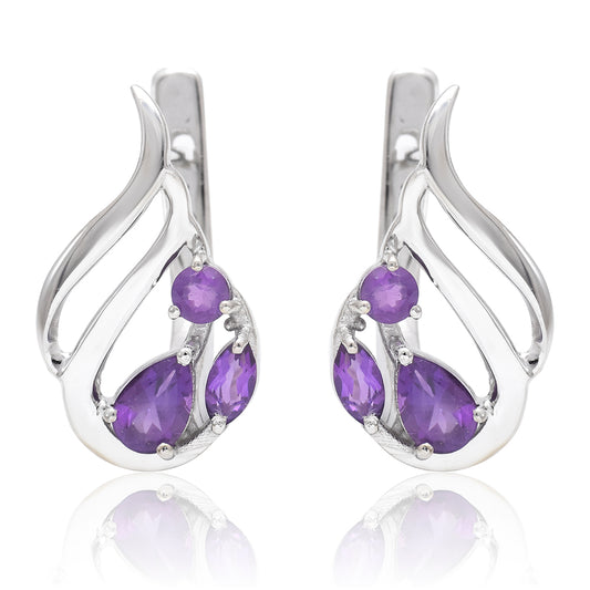 Pendientes de Plata Bañada en Oro con Amatista de Marruecos