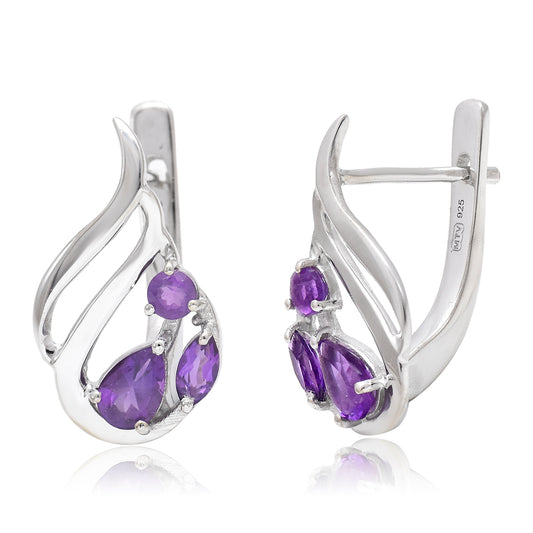 Pendientes de Plata Bañada en Oro con Amatista de Marruecos