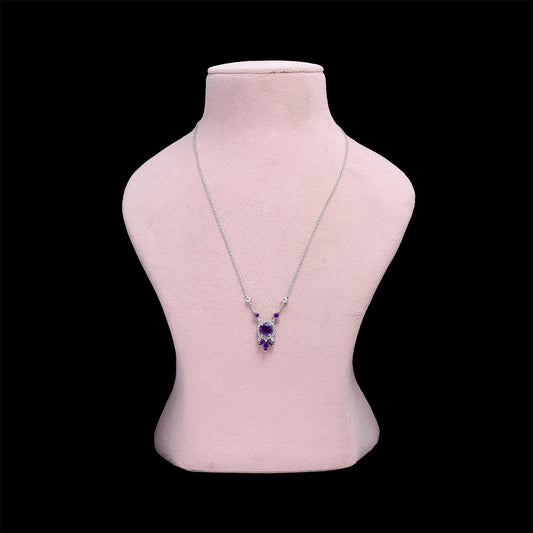 Collar de Plata con Amatista de Marruecos y Topacio Blanco