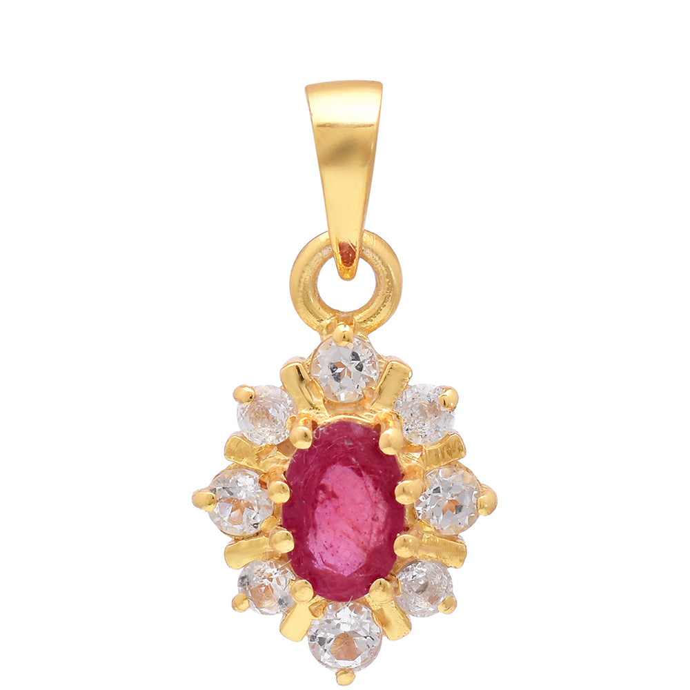 Colgante de Plata Bañada en Oro con Rubí de Madagascar y Topacio Blanco