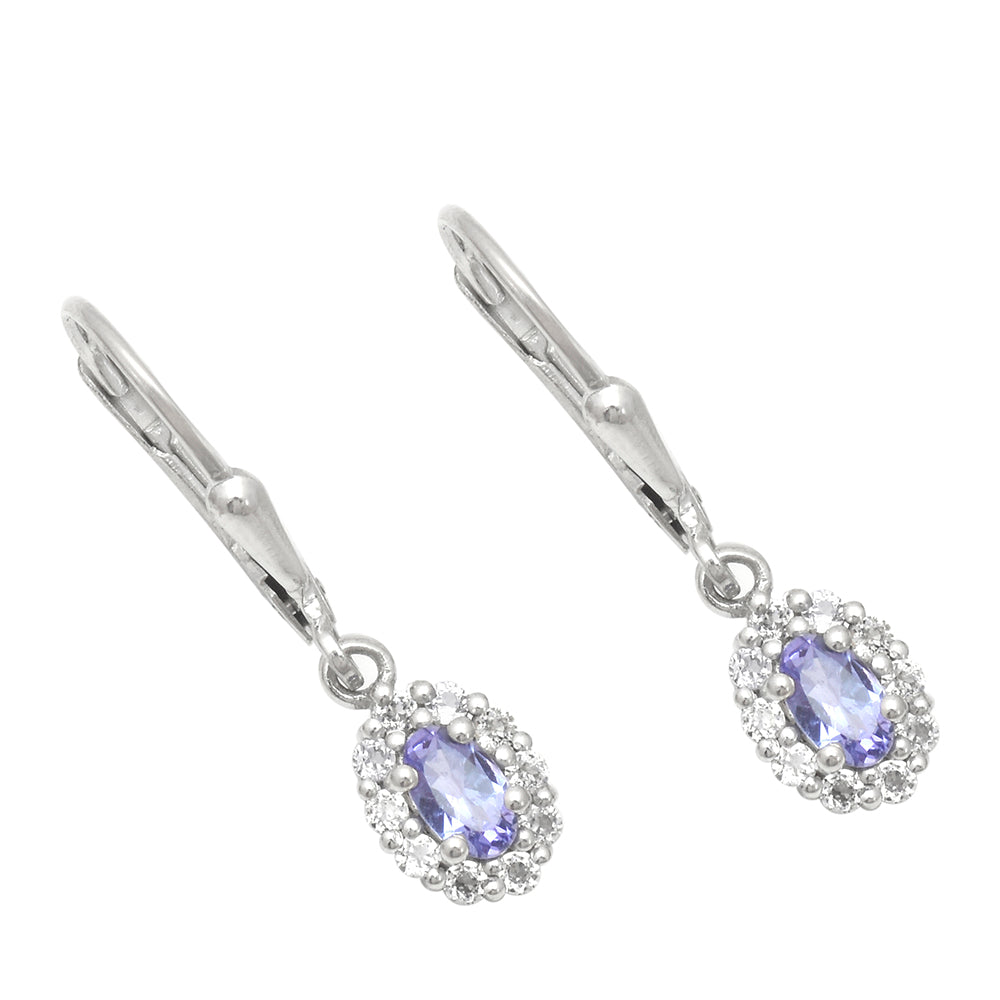 Pendientes de Plata con Tanzanita AAA y Topacio Blanco