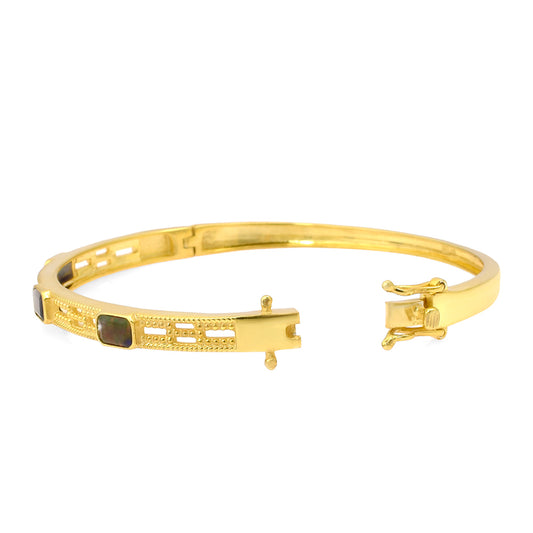Pulsera de Plata Bañada en Oro con Ópalo Etíope de Lega Dembi