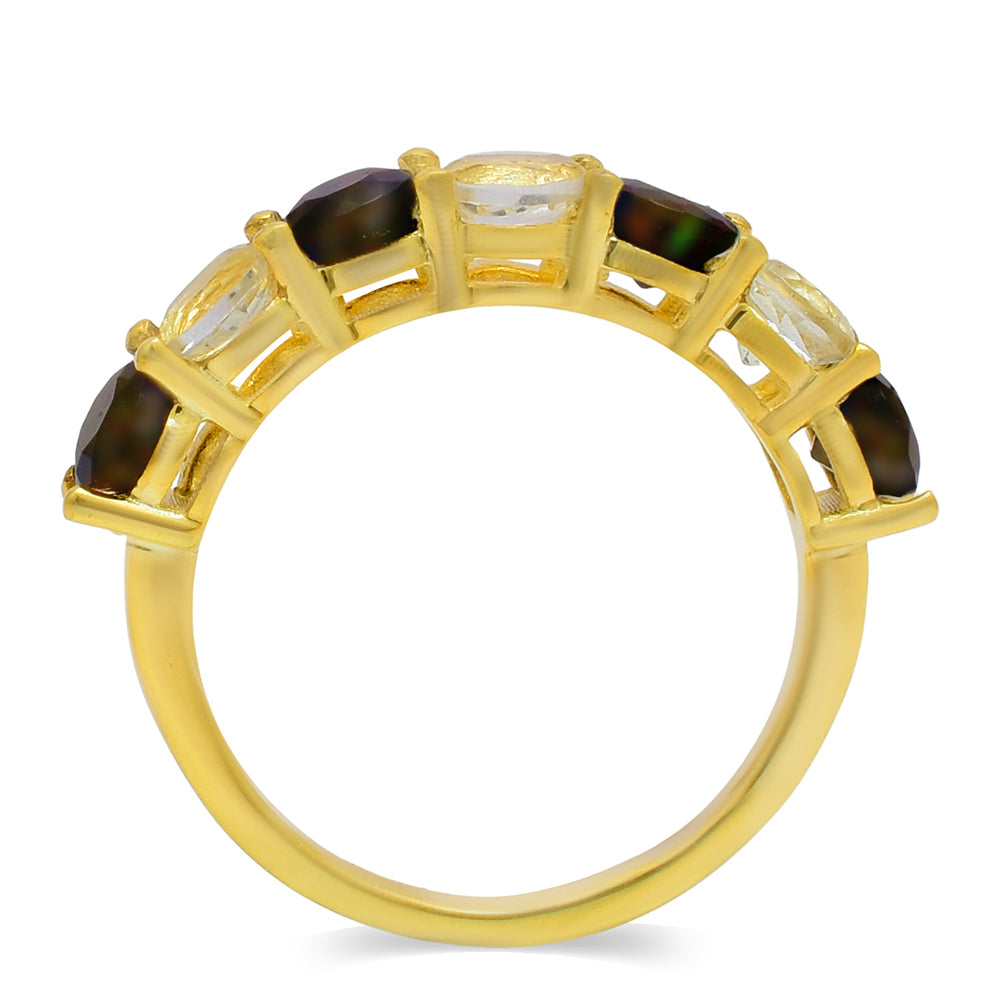 Anillo de Plata Bañada en Oro con Ópalo Etíope de Lega Dembi