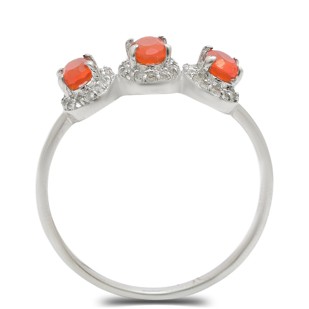 Anillo de Plata con Ágata Roja y Topacio Blanco