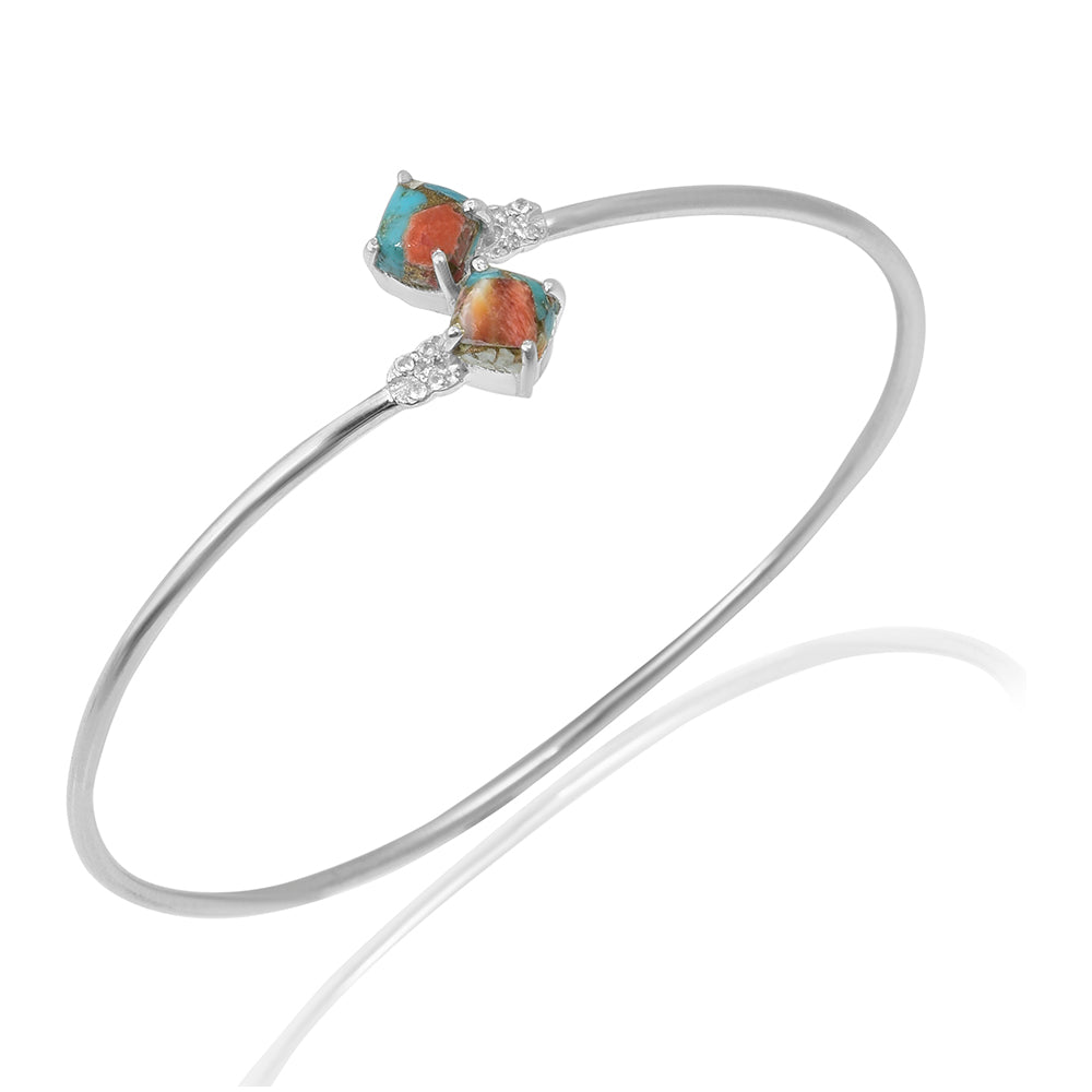 Pulsera de Plata con Turquesa Ostra y Topacio Blanco
