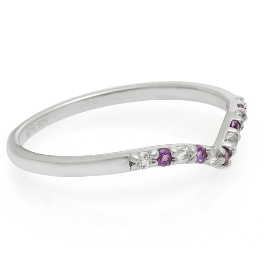 Anillo de Plata con Amatista de Brasil y Topacio Blanco