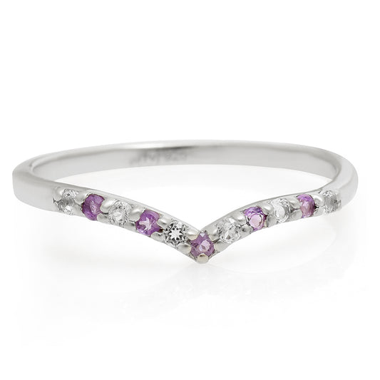Anillo de Plata con Amatista de Brasil y Topacio Blanco