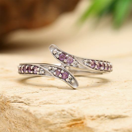 Anillo de Plata con Amatista de Brasil y Topacio Blanco