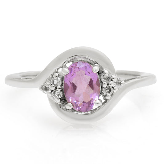 Anillo de Plata con Amatista de Brasil y Topacio Blanco