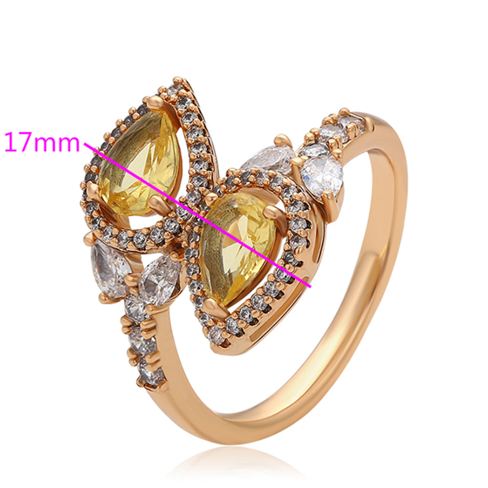 Anillo de Aleación Bañado en Oro con Cristal Emporia® Amarillo y Cristal Emporia® Blanco