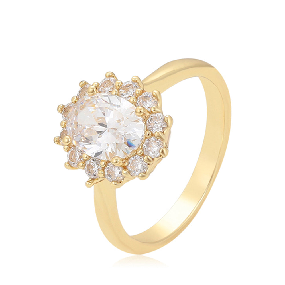 Anillo de Aleación Bañado en Oro con Cristal Emporia® Blanco