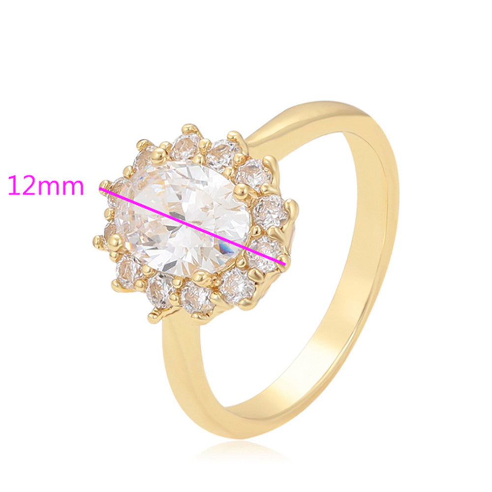 Anillo de Aleación Bañado en Oro con Cristal Emporia® Blanco