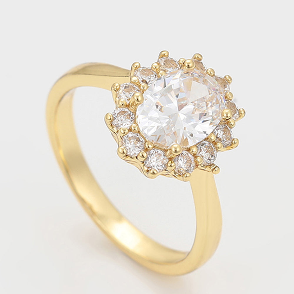 Anillo de Aleación Bañado en Oro con Cristal Emporia® Blanco