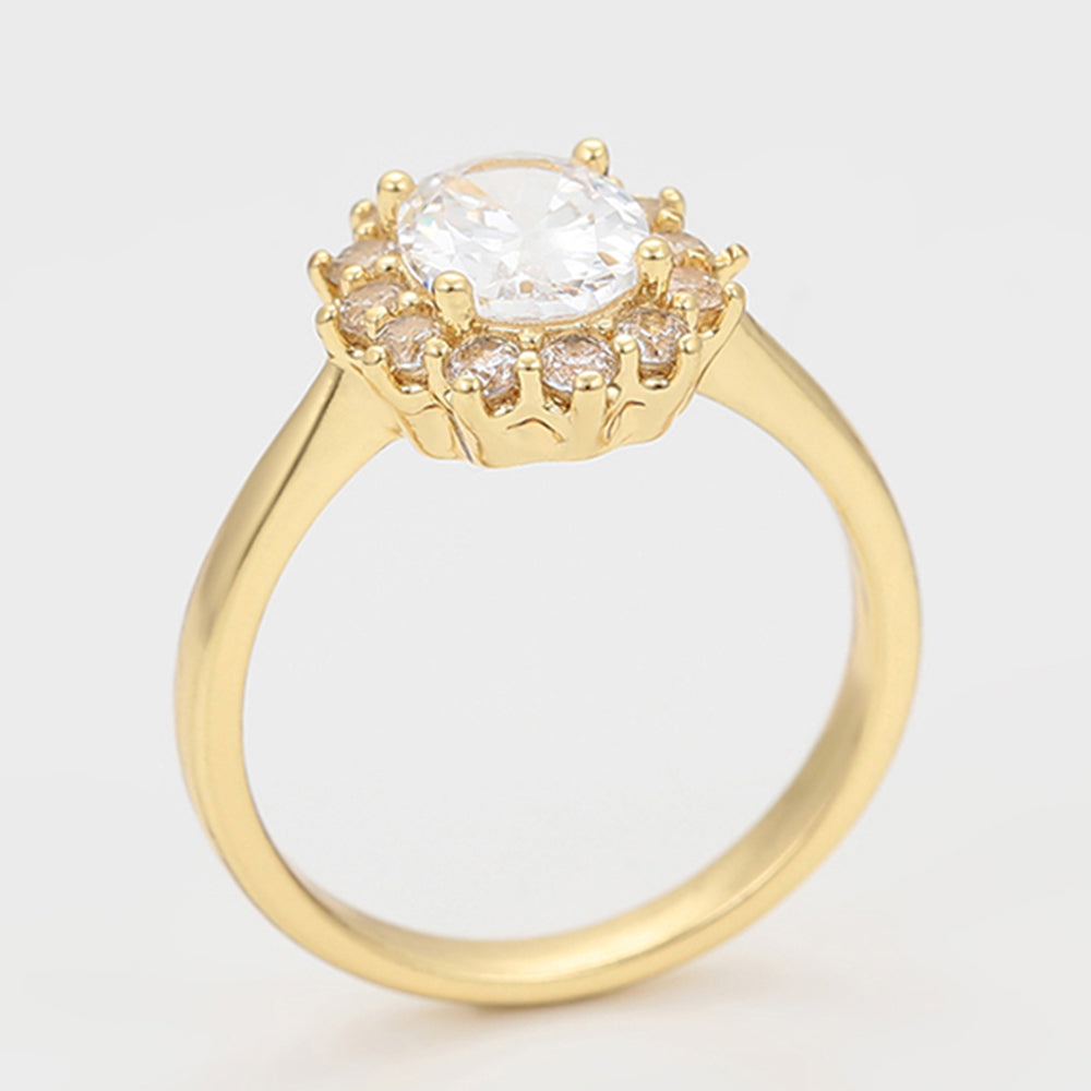 Anillo de Aleación Bañado en Oro con Cristal Emporia® Blanco